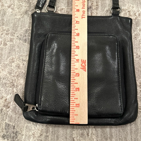 FOSSIL Small Crossbody Hobo Purse Bag Black Soft Genuine Leather Card Pocket - Picture 7 of 9